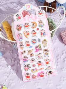 1pc Crayon Shin-Chan Cartoon Fashion Stickers, Party Interactive Stickers, Holiday & Birthday Gifts, Daily Notebook Marking Stickers (Color May Vary Randomly) - Multicolor - View 3