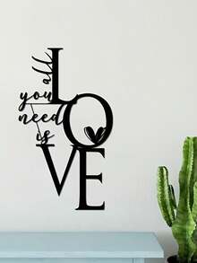 1pc 2D Metal Wall Decor, Love Is Everything Metal Wall Art, Valentine's Day Gift, Couple's Iron Craft, Perfect For Room Decoration