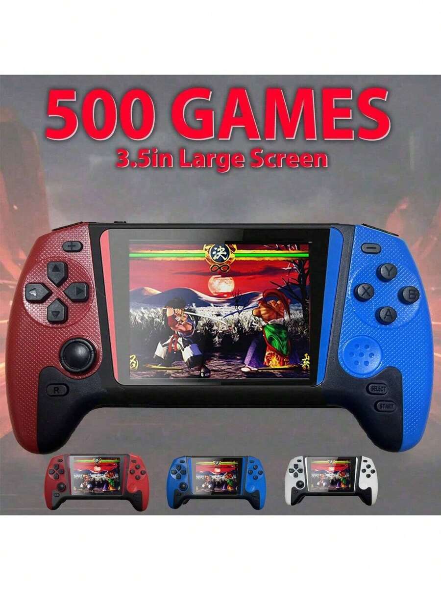 Christmas Decoration Portable Retro Video Handheld Games Console 3.5-Inch Joystick Console Built-In 500 Game Wireless Controller Gaming Stick Rechargeable Connected Tv - 紅藍 - 查看 1