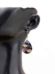 1 par de pendientes con diseño floral de acero inoxidable 316 con forma de lágrima, estilo minimalista vintage adecuado para uso diario y regalos de mujer, joyas minimalistas elegantes apropiadas para uso diario y vacaciones de la mujer - Plateado - Ver 2