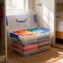 Transparent Sealed Plastic Storage Box, Household Organizer Box, Clothes & Miscellaneous Items Storage Box (Random Color) - Multicolor - View 1