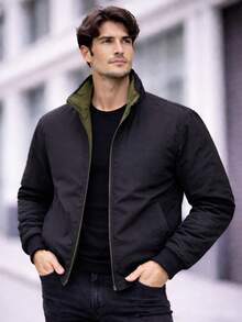 Men's Reversible Double-Sided Twill Jacket – 2 Colors In 1 | Premium Casual Style - 綠色 - 查看 4