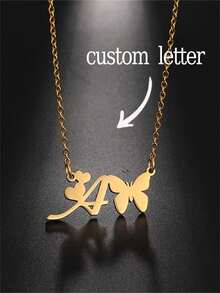 1pc Personalized Name Necklace, Custom Name Butterfly Pendant, Minimalist Name Star Necklace, Stainless Steel Text Pendant, Elegant Gift For Girlfriend, Mother's Day, Valentine's Day, Anniversary - Multicolor - View 17