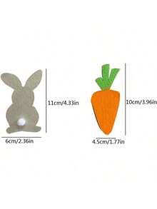 1pc Easter Bunny & Carrot Wooden Bead Hanging Flag, Happy Easter - Multicolor - View 2