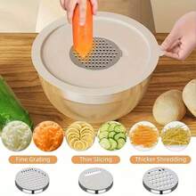 TAIMASI Mixing Bowls With Airtight Lids Set, 26PCS Stainless Steel Khaki Bowls With Grater Attachments, Non-Slip Bottoms & Kitchen Gadgets Set, Size 4.5, 3.6, 2.7, 2.1,1.7, 1.1QT, Great For Mixing & Serving - 黑色 - 查看 4