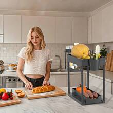 2-Piece Sink Under-Sink Storage Rack, Two-Tier Kitchen Cabinet Storage Rack, Double-Layer Sliding Cabinet Basket Storage Drawer, Multi-Functional Bathroom Collection Basket In Black, Suitable For Bathroom And Kitchen Countertop Under-Sink Storage Rack, Equipped With 10 Hooks And 4 Baskets. - 黑色1件 - 查看 5