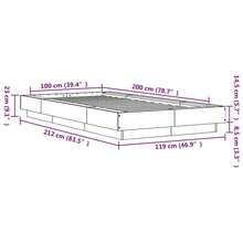 vidaXL Bettgestell ohne Matratze, Betongrau, 100 x 200 cm - Grau - Übersicht 10