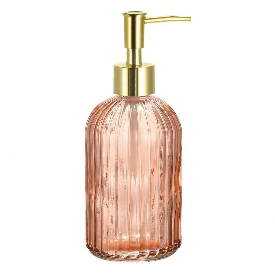 Soap Dispenser - 13.5Oz Glass Dish Hand Soap Dispenser With Golden Pump For Kitchen Bathroom, Orange - 橘色 - 查看 1