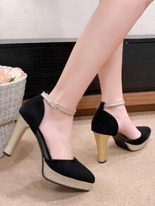 闪亮水钻蝴蝶结银色尖头细高跟女式套脚鞋 - 黑色 - 查看 14