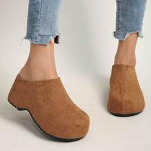 Sandalias casuales de mujer con suela gruesa, punta redonda y fácil de poner, para primavera/otoño - Marrón - Ver 3