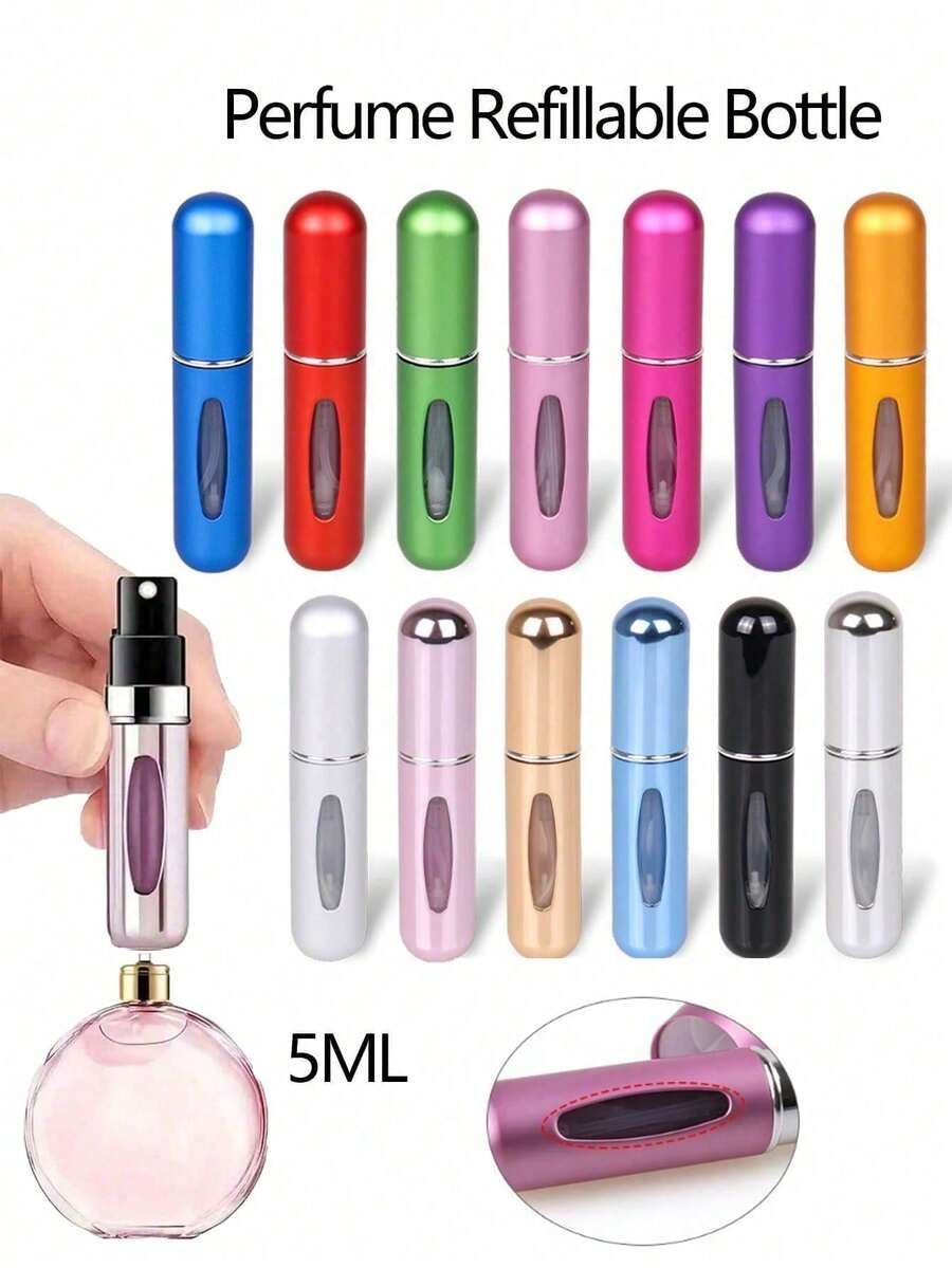 20pcs/10pcs/5pcs/1pc 5ML Refillable Perfume Bottles, Refillable Perfume Atomizer Bottles, Perfume Travel Spray Bottles, Mini Portable Empty Liquid Containers, Refillable Perfume Decanting Bottles, Cosmetic Bottles, Travel Essentials, Beach Travel Organizers, Back To School - Multicolor - View 1