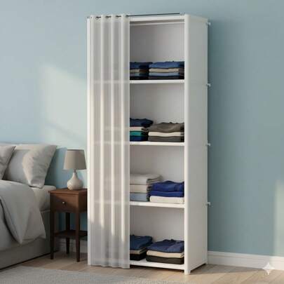 1個 ダストプルーフ 便利な洋服タンス、ベッドルーム収納キャビネットセット、シンプルな賃貸の小さな洋服収納ラック