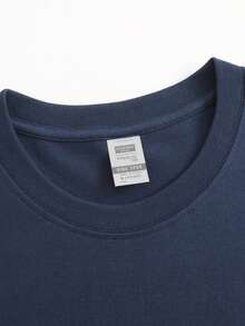 Navy Blue T-Shirt,Unisex Simple Crew Neck Short-Sleeved Top, Love And Peace (Anti-War Symbol), Short-Sleeved Crew Neck Casual Top, Hoping For Peace, Spreading Love, Printed T-Shirt, Retro T-Shirt. - 藏青色 - 查看 3