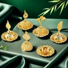 1个中东空心金色香炉，清真寺造型香炉，斋月香炉，开斋节香炉，烛台装饰，房间装饰，场景装饰，卧室装饰（不含蜡烛） - 金色 - 查看 2