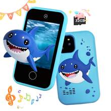 Kids Smart Phone Toy, Equipped With 2.8-Inch HD Touch Screen, Shark-Shaped Design, Suitable For 3-12 Year Old Boys And Girls, Ideal Christmas And Birthday Gift, Built-In Educational Games, Dual Cameras And Music Player - Multicolor - View 2