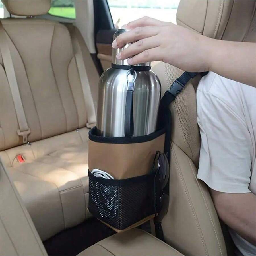 Stylish Faux Leather Car Seat Organizer With Water Bottle Holder, Glasses Holder, And Card Holder - Suitable For Most Car Models | Easy Access, Organized Storage | Ideal Gift For Car Enthusiasts - A - View 1