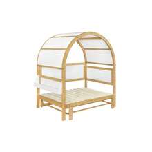Extendable Arched Roof Bed, Sliding Bed, Children's Bed, Daybed, Small Side Shelf, Pine+MDF, White+Natural, 140x200cm - White - View 7