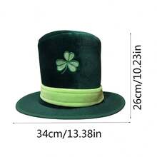 Irish Top Hat Clover Embroidered Fedora Green Shamrock Jazz Caps For Party Holiday Stage - Green - View 7