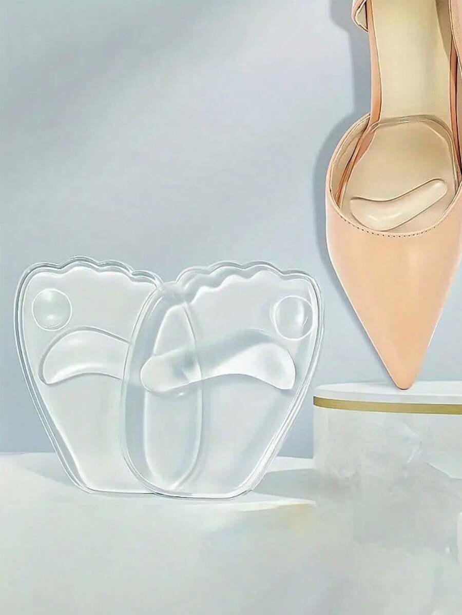 1 Pair Silicone Forefoot Pads, Super Soft Self-Adhesive Anti-Slip Cushions For High Heels, Sandals