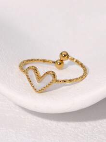 3pcs/Set Fashionable Minimalist Elegant Versatile Gold-Plated Stainless Steel Geometric Bow Tie & Heart Adjustable Rings, Suitable For Women's Daily, Party, Date Wear