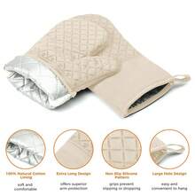 2 Pcs Oven Mitts For Kitchen Heat Resistant Oven Gloves, Soft Cotton Lining, Anti-Slip Silicone Stripe Oven Mitts Heat Resistant Oven Mits, Kitchen Mitt Pair Protect Hands, CooFKing BaFKing Gloves Khaki,2pcsKhaki - 2pcsKhaki - View 5