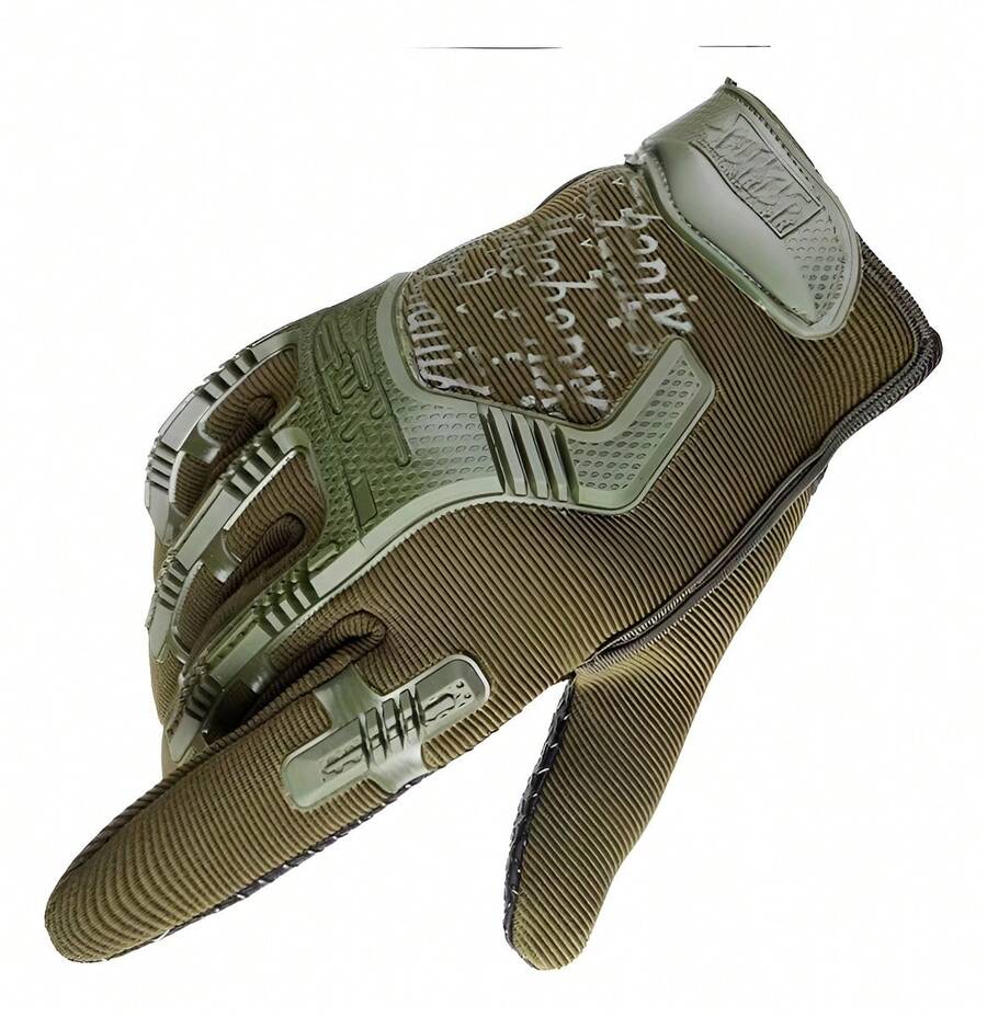 TendenciaGuantes Moto Cuero Sintetico Termico Impermeable TacticosCalidad premium - Verde militar - Ver 1