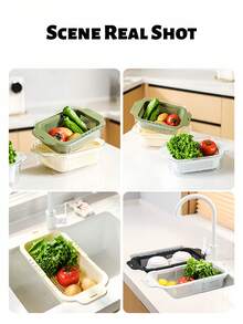 1pc,Collapsible Drain Basket - Multi-Purpose Kitchen Colander For Vegetable Washing, Fruit Serving & Sink Straining - Multicolor - View 7