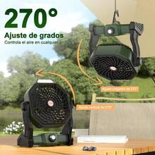mhjVentilador Portatil con Luz LED Abanico Portatil Inalámbrico de 10400 mAh Recargable USB para Camping Tienda Viajes Hogar Abanico Recargable de Escritorio Verdesleeping Bags - 219160401 - Ver 7