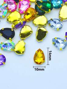 50pcs Mixed Color Water Drop 4-Hole Claw Handmade Rhinestone Claw, Suitable For DIY Decoration On Clothing, Shoes, Hats, Bags And Other Accessories - Color Mixing - View 2