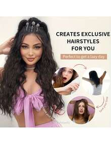 Elegant 30 Inch Curly Wave Clip Style Ponytail Hair Piece, Suitable For Both Men And Women's Synthetic Hair Accessories, Seamlessly Connected Invisibly, With Rich Layering - Coffee Brown - View 5