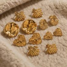 6-Piece Set Of 304 Stainless Steel 18K Gold-Plated Round Embossed Heart-Shaped Polished Earring Findings Women's Stainless Steel Jewelry Earring Components DIY Jewelry Accessories Earring Findings