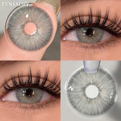Lentes de contacto de la serie FUNSACHY, grises, adecuados para estudiantes, 14.5mm, desechables anuales, para ojos grandes.