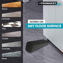 Strongest Home Heavy Duty Door Stopper Wedge (2 Chrome PCs) | Non-Slip Rubber And Metal Door Stop For Heavy Doors | Work On Wood, Tile, Carpet + 2 White Wall Protectors - MàuA - Xem 4