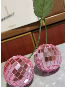 樱桃造型迪斯科球装饰品，壁挂式，粉色水果迪斯科装饰，包邮 - 粉紅色 - 查看 8