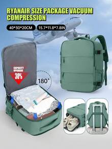 Myco 40x30x20厘米真空压缩背包，符合瑞安航空登机行李尺寸要求，可用作个人旅行背包、女士背包、男士工作包、笔记本电脑包、运动健身包、游泳包、周末旅行包、返校礼物 - 彩色 - 查看 10