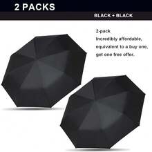 Two Packs Auto Open & Close Small Travel Umbrella Compact For Backpack-Umbrellas For Rain, Windproof Lightweight Strong Mini Portable Umbrellas For Men And Women.(Black, 2 Pack),42Inch-2Packs,Black&Black - Hitam & Hitam - View 3
