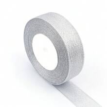 25 Yards/Roll Silver Glitter Polyester Ribbon, DIY Craft, Gifts, Apparel, Home Decor, Bows, Suitable For New Year, Birthday, Mother's Day, Valentine's Day, Graduation, Anniversary Party Decoration, Gift Boxes, Flowers, Baking, Wedding Favors - Silver - View 10