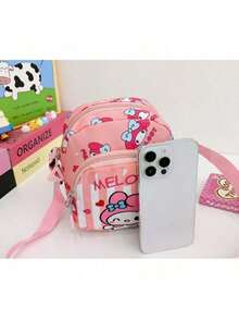 SANRIO 1个三丽鸥Hello Kitty Kuromi My Melody可爱卡通女士零钱包，可装手机，时尚外出单肩斜挎包 - 彩色 - 查看 5