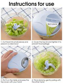 多功能厨房工具套装 - 蒜蓉压榨器、洋葱切碎器、蔬菜切片器、旋转搅拌器、水果蒜蓉压碎器、烹饪配件、厨房小工具 - 彩色 - 查看 10