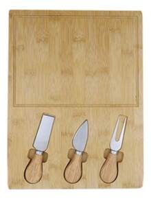 TendenciaSet Tabla De Quesos Carnes Frias Vino Cuchillo Y Mas BambuCalidad premium - Amarillo - Ver 2