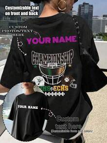 Customized Women's Long Sleeve T-Shirt - Customizable Front And Back. Add Your Favorite Photos And Text (Girlfriend Photo/Couple Photo/Family Photo/Selfie/Pet Photo/Friend Photo) To Design Your Personalized Printed T-Shirt.