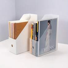 Desktop File Organizer, Photo Frame Storage Box, Bookshelf, File Rack, Stationery Rack, Simple Foldable Office Bookshelf, Essential For Back To School Season - Multicolor - View 3