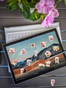 50/100 miếng dán hình heo hồng, hình heo dễ thương và sống động như thật với giỏ hoa, hình dán vinyl độ phân giải cao để trang trí nhật ký, iPad, laptop, quà tặng cho người yêu động vật. - Hồng - Xem 6