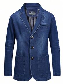 Blazer Vaquero Premium para Hombre, Corte Slim Fit y Confección Sastre, Combina Comodidad Casual con Elegancia Business-Casual - Azul - Ver 1