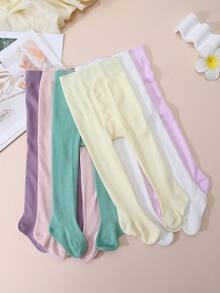 6pcs/Pack Girls' Solid Color Tights, Skinny Leggings, Suitable For Girls' Spring Outings And Daily Wear - Multicolor - View 5