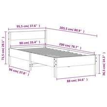vidaXL Cadre de lit sans matelas blanc 90x200 cm bois de pin massif - Bianco - Visualizzare 9