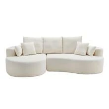 MERAX 106" Curved Modular Sectional Sofa, Comfy Sofa Couch With Chaise Lounge, Modern Cloud Couch With Deep Seat, Fabric Upholstered Set For Living Room Bedroom,White - 白色 - 查看 6