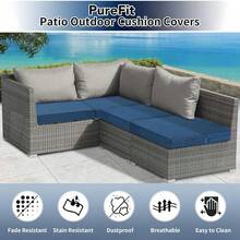 Waterproof Outdoor Cushion Covers Replacement For Patio Furniture Chair Seat Cushion Covers 20x18 Inch For Outdoor Furniture Garden Backyard With Zipper, 2 Pack SLIPCOVERS ONLY, Navy - Navy - 查看 6