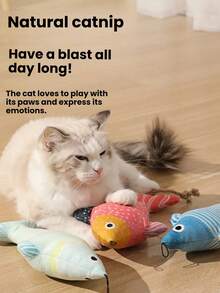 1pc Cartoon Fish Cat Toy, Self-Entertainment Boredom Relief Toy With Catnip, Multi-Color Options - Multicolor - View 1