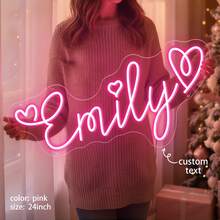 定制霓虹灯招牌房间装饰，LED霓虹灯姓名招牌，USB供电，个性化霓虹灯姓名招牌装饰，适用于节日、婚礼、霓虹灯墙面装饰。尺寸：5英寸-26英寸。 - 12種顏色 - 查看 3